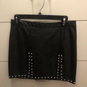 Black Leather Studded Skirt